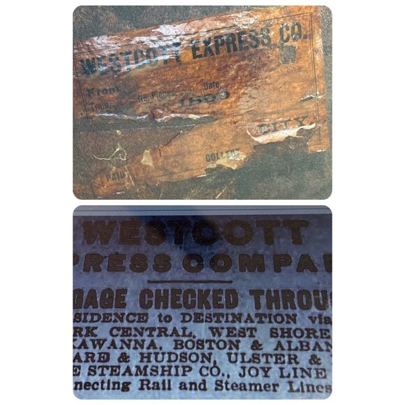 Antique 1899 Wescott Express Co. Domed Steamer Trunk Graphics & Inside Divided - Picture 2 of 10